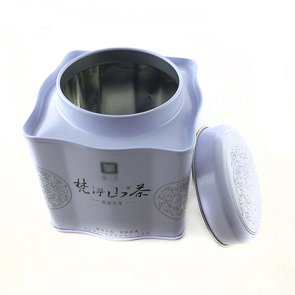 白色异形山茶铁罐